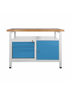 Pracovný stôl 1200mm, 3-zásuvky, 1-dvierka, RAL 7035/RAL 5012